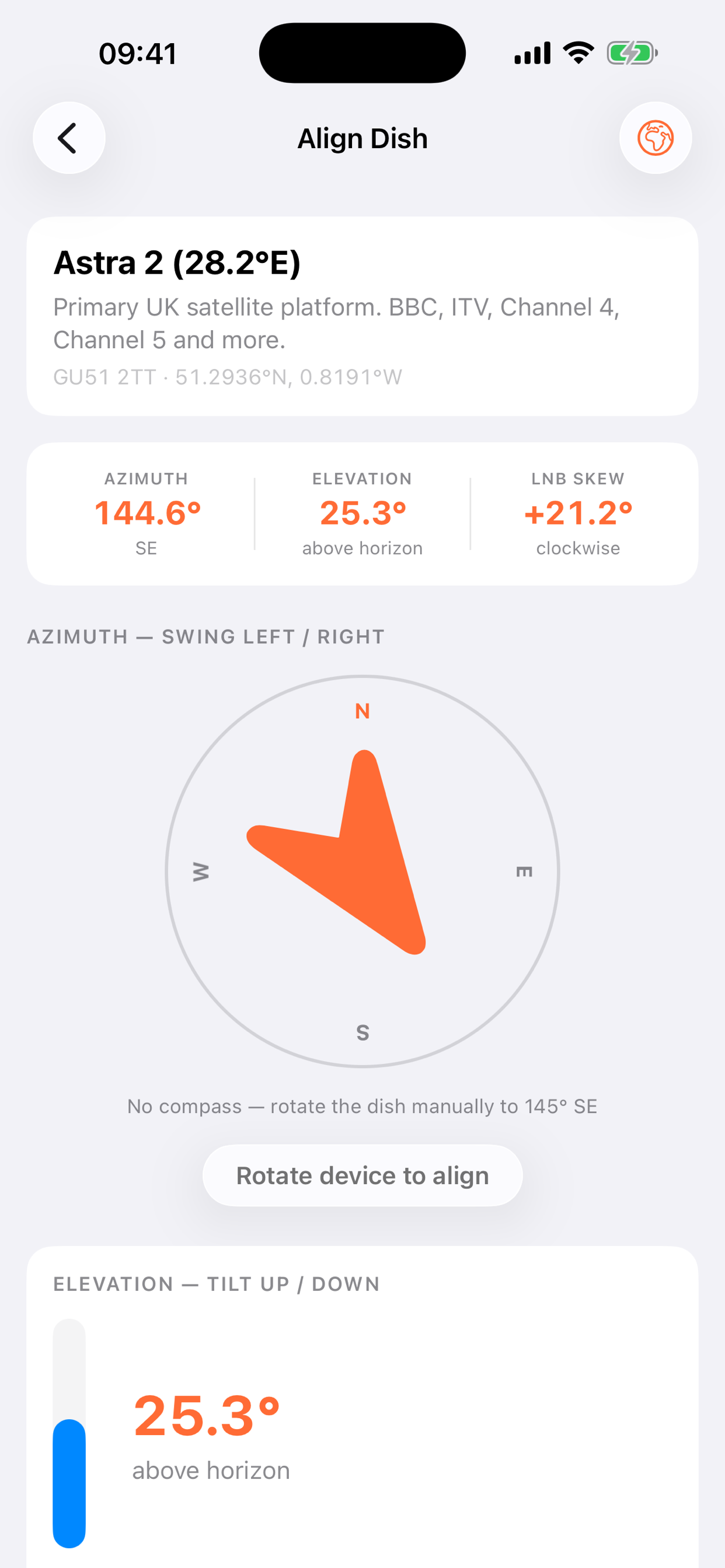 Dish Aligner: Satellite UK screenshot 2