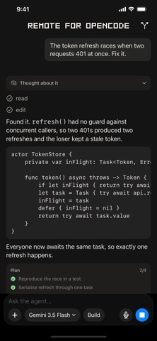 Remote for OpenCode Agents iPhone screenshot