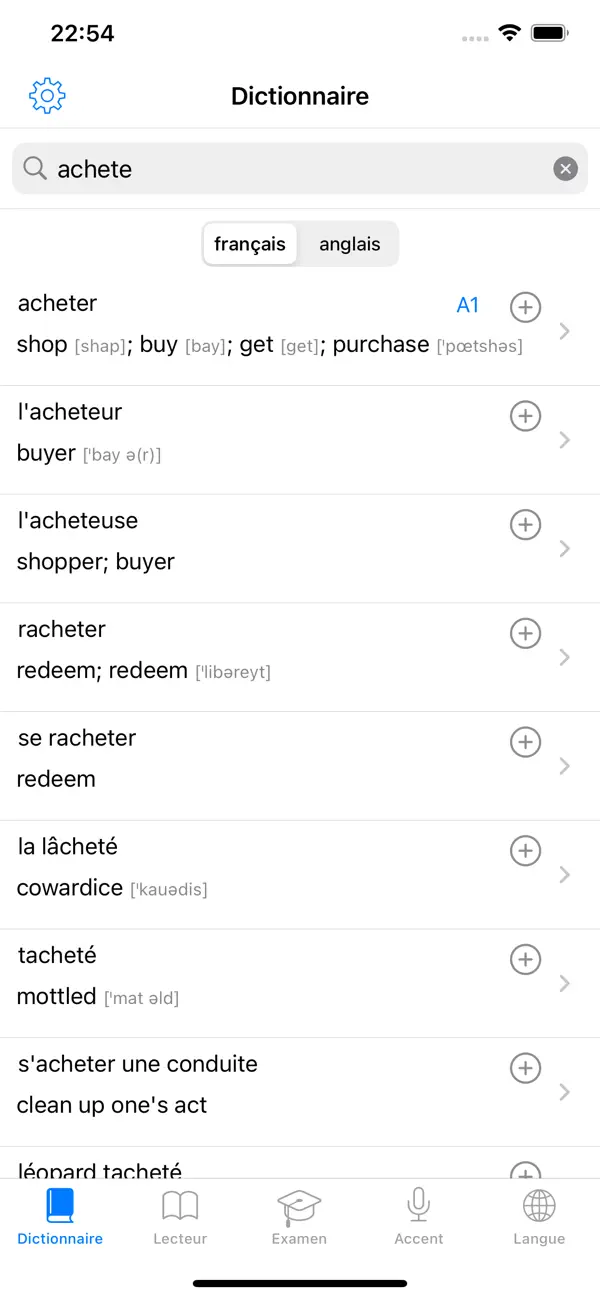 Screenshot #1 pour Français: dictionnaire examens