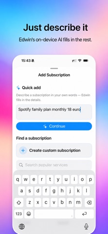 Edwin – Subscription Tracker Screenshot 2 of 3