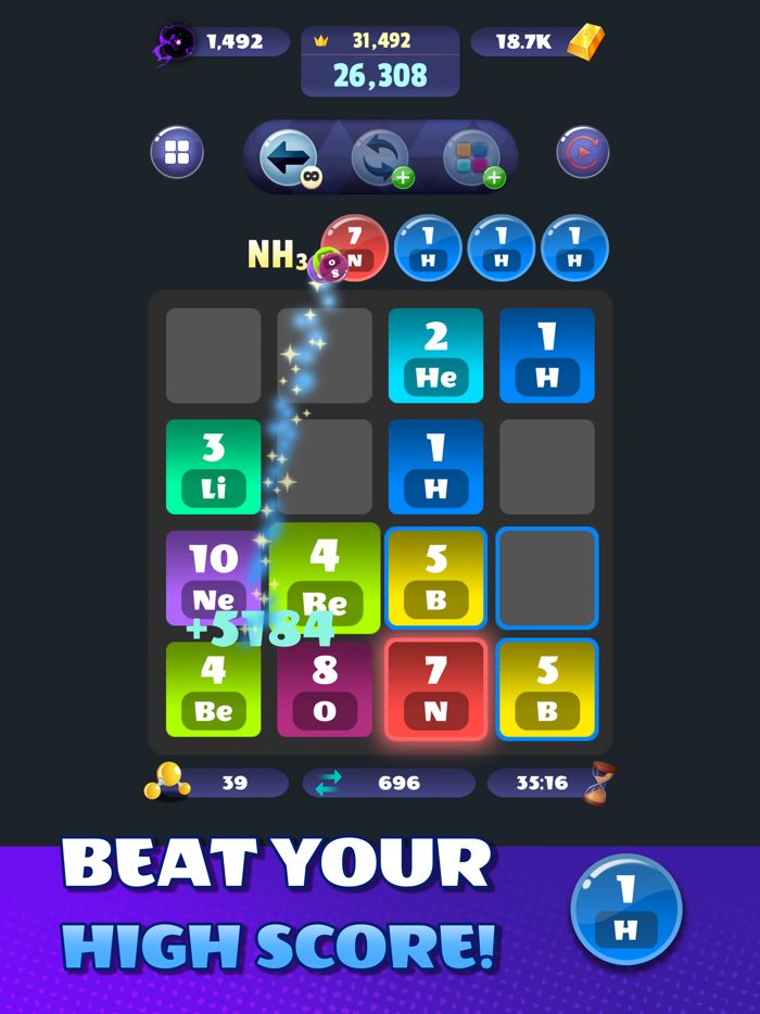 Atomic Tiles Merge Puzzle