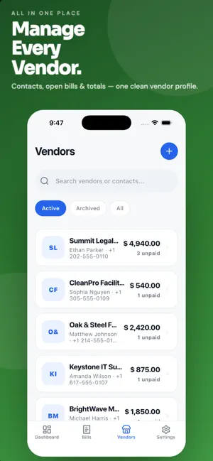 Bill Tracker- PayTrack Vendor screenshot 2