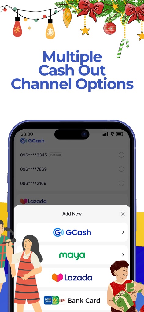 Mocasa: Pay Later & Quick Loan - Access your funds effortlessly through multiple cash-out options, including popular platforms like GCash and Lazada, all listed for user convenience.