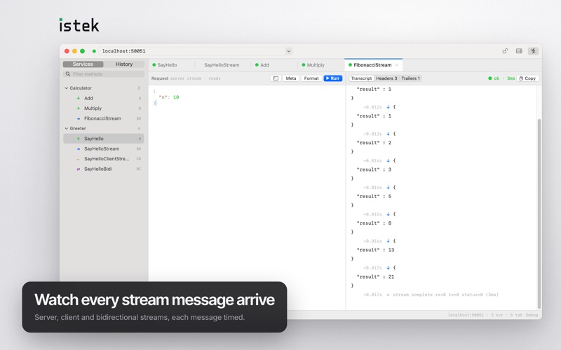 Screenshot 2 di istek — gRPC Client