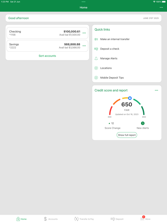 FF&M Bank Mobile Fairmont iPad screenshot 2 - Finance app