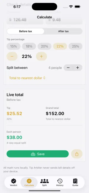 Tip Arbiter: Tip Calculator screenshot 4