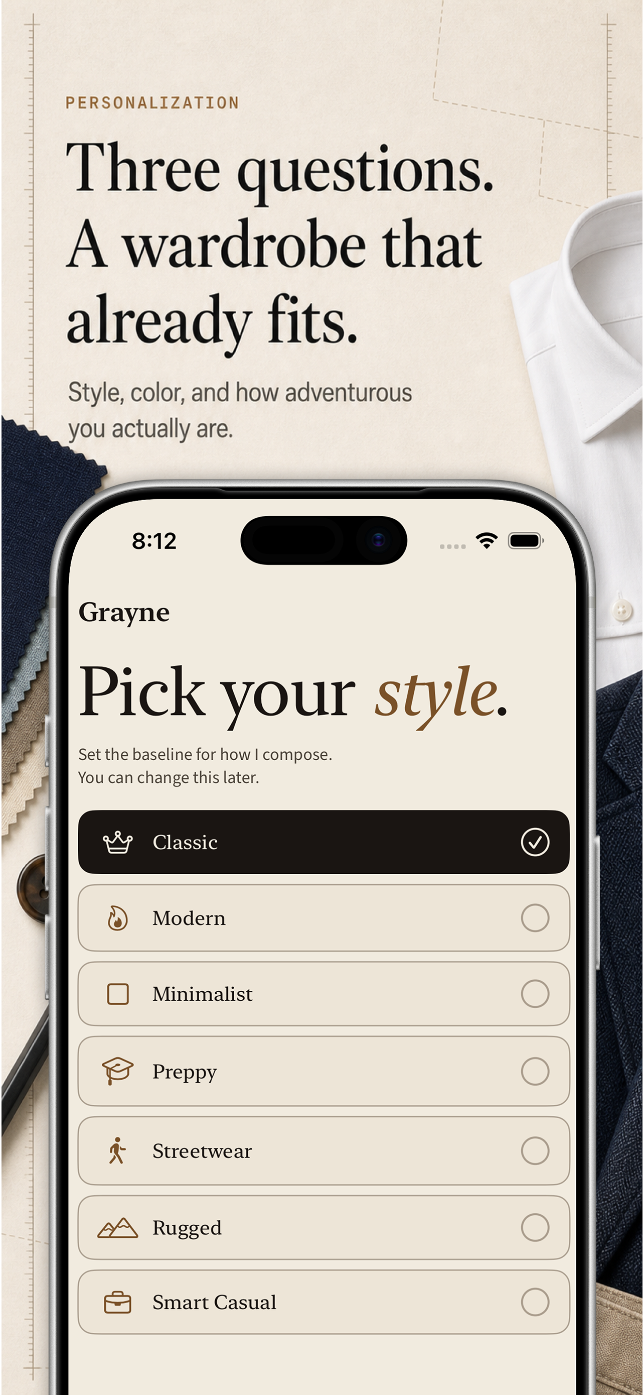 Grayne: Men's Outfit Planner