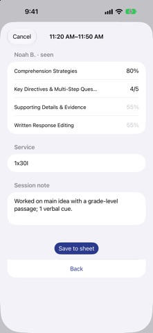 SLP Session Log screenshot 3