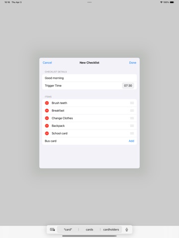 Daily Checklist Reminder iPad screenshot
