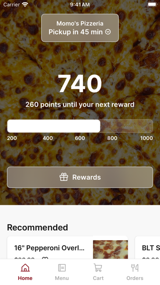 Momo's Pizzeria iPhone screenshot 1 - Food & Drink app