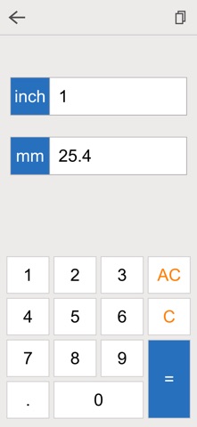 inch mm converter screenshot