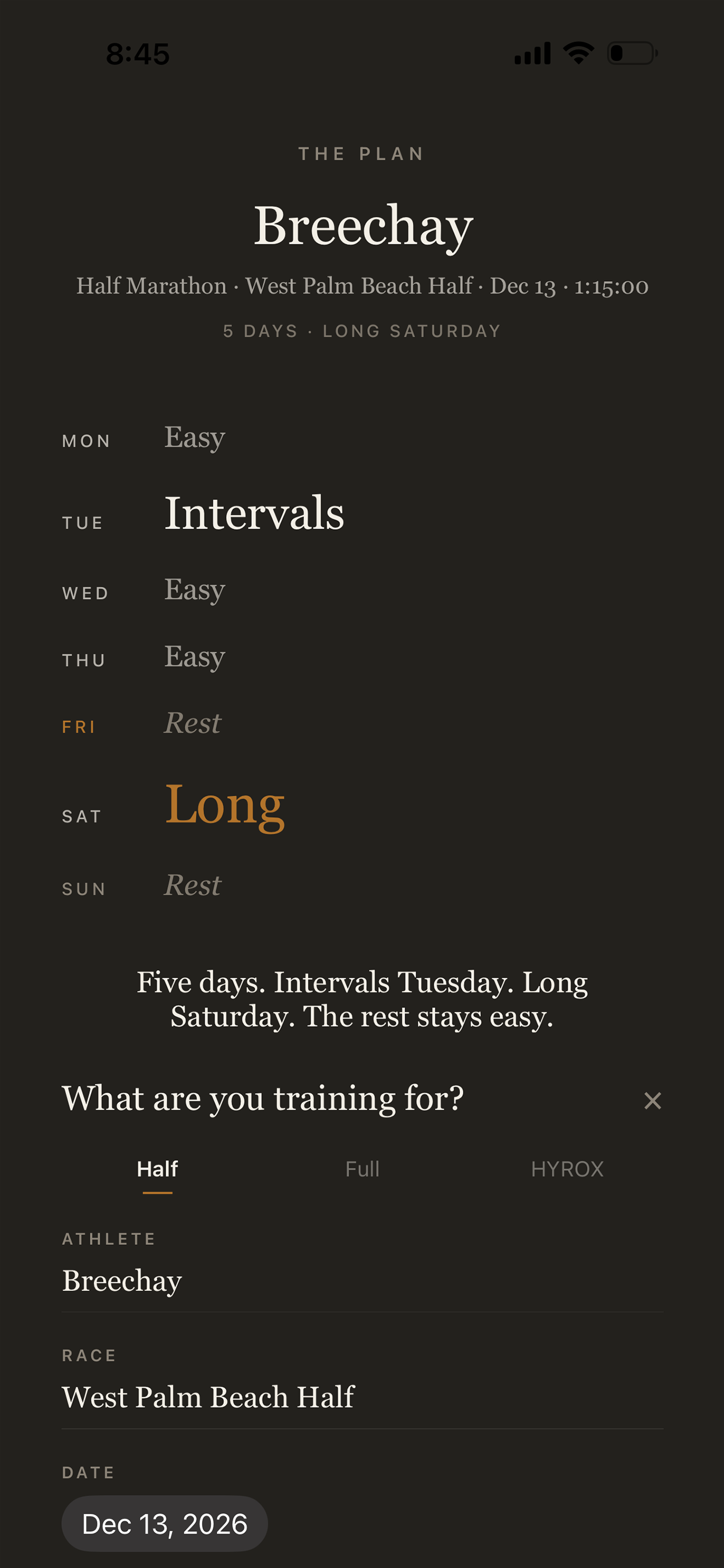 FORM: Running Plans screenshot 4