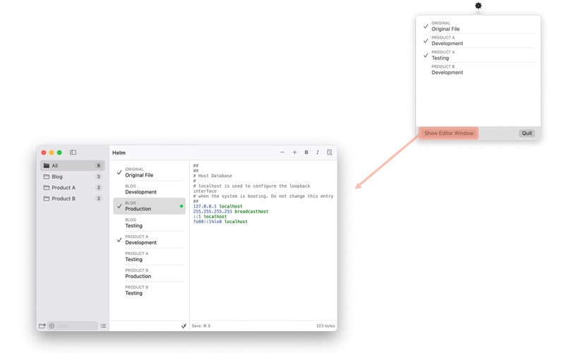 Screenshot #1 pour Helm - Hosts file manager