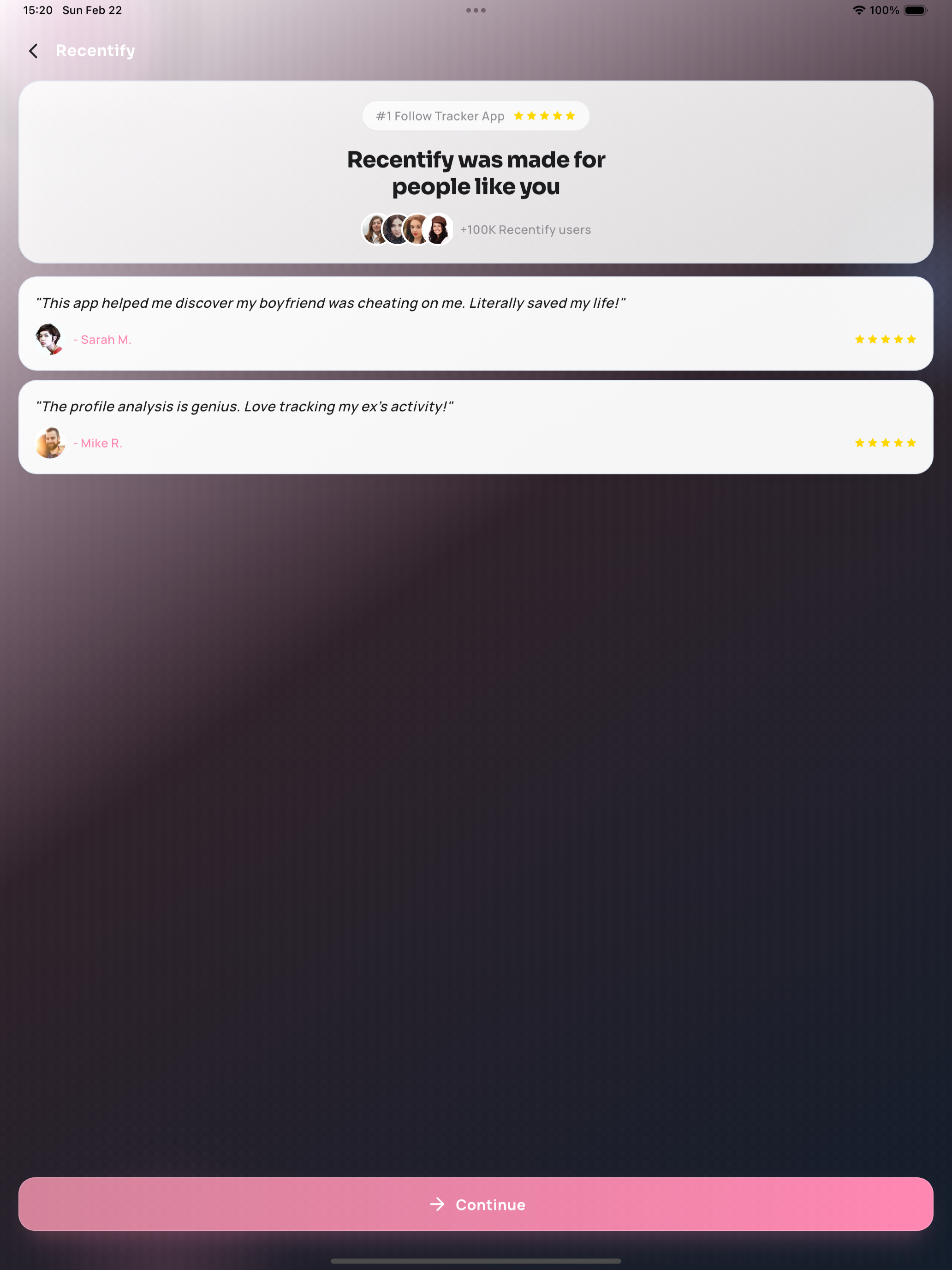 Recentify: Follow Tracker