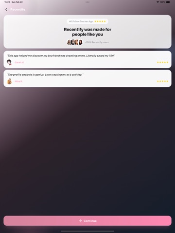 Recentify: Follow Tracker iPad screenshot