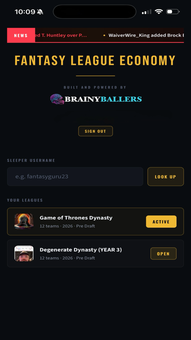 Fantasy League Economy screenshot