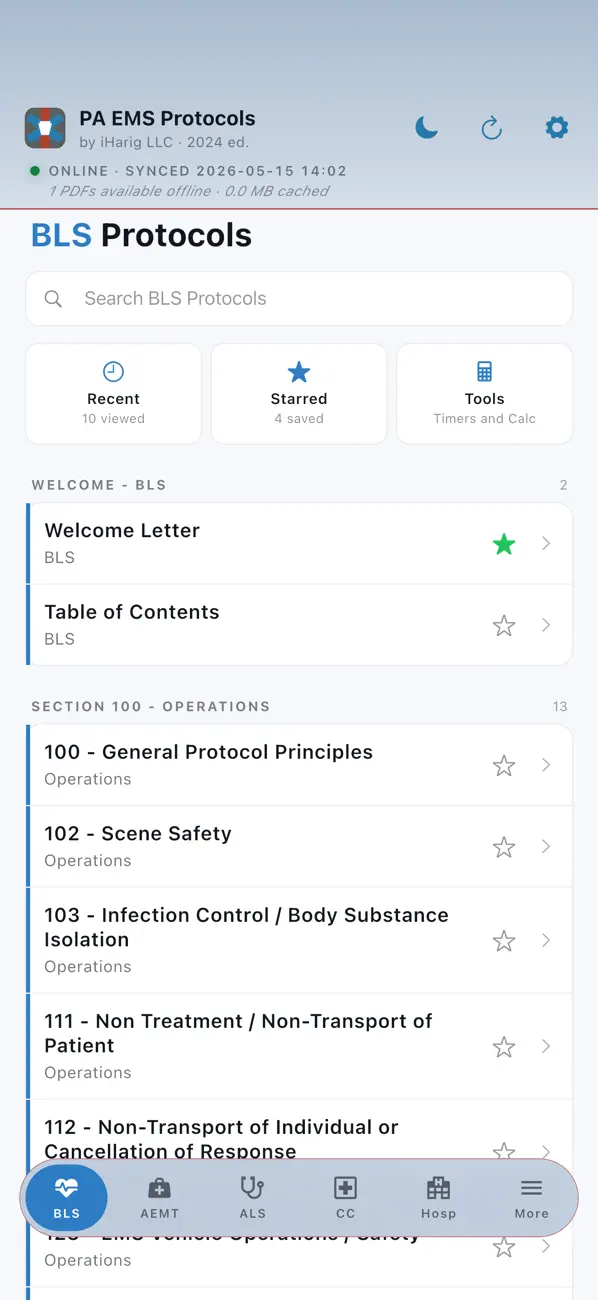Screenshot #1 pour PA EMS Protocols