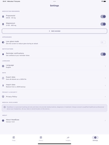 HeadEase: Migraine Tracker iPad screenshot