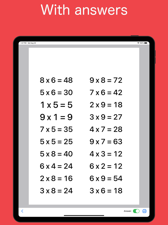 Print Exercise for Arithmetic
