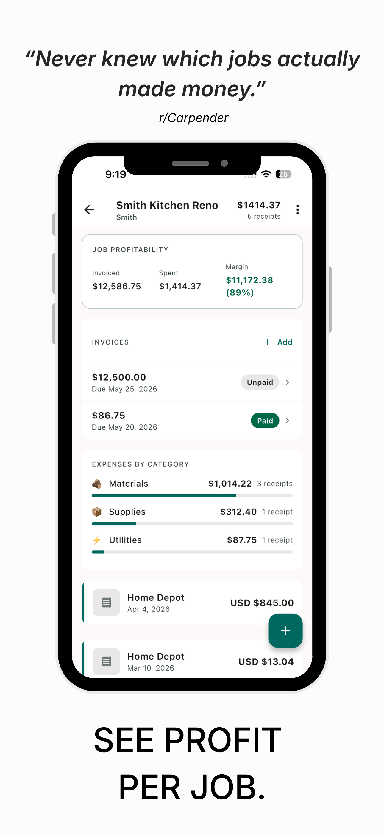 Jobsnap: Receipt Tracker