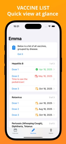Baby Vaccination Tracker & Log iPhone screenshot