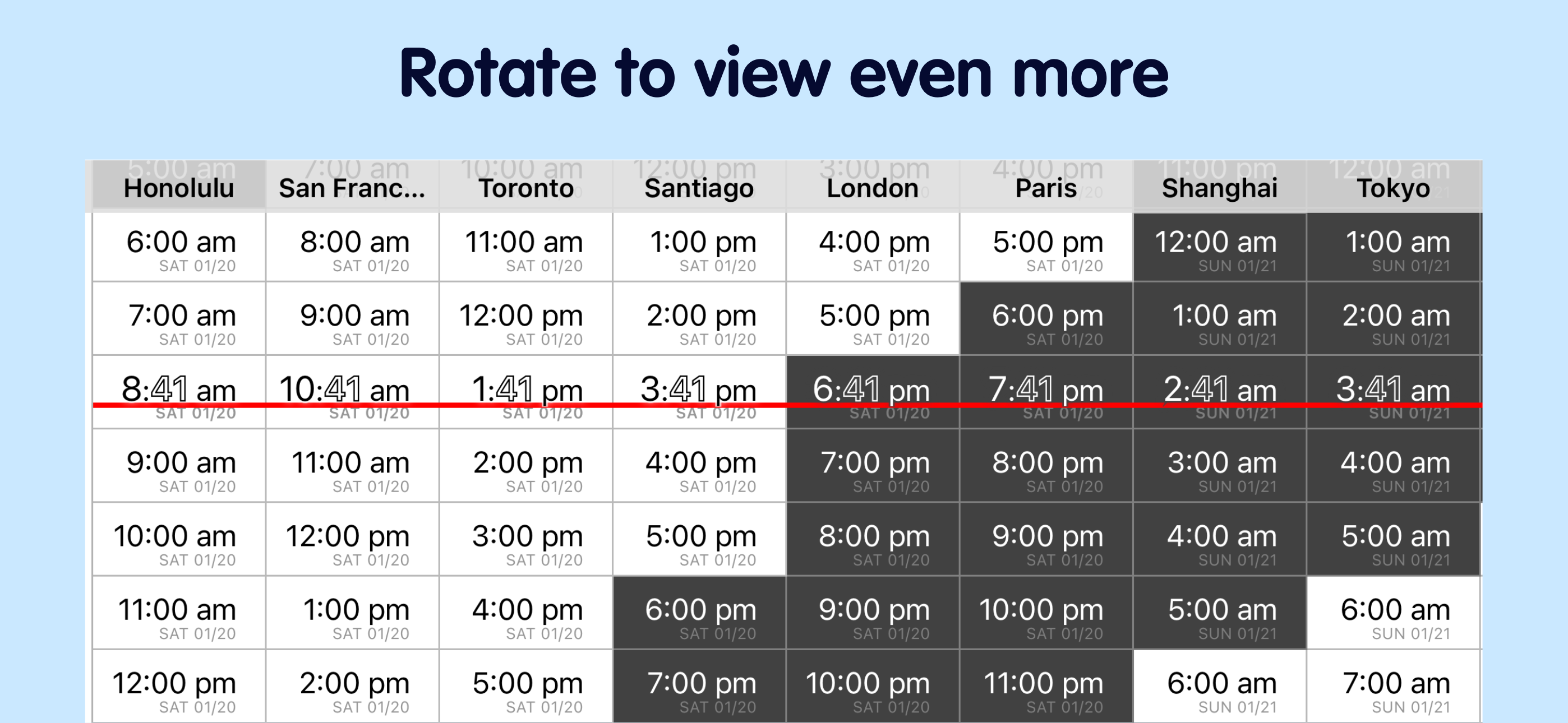 World Timezone Calendar