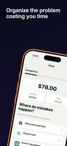 Consignment Tracker: Cue iPhone screenshot