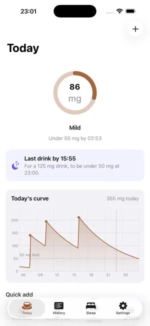 Caffeine Tracker: Coffee Sleep screenshot 1