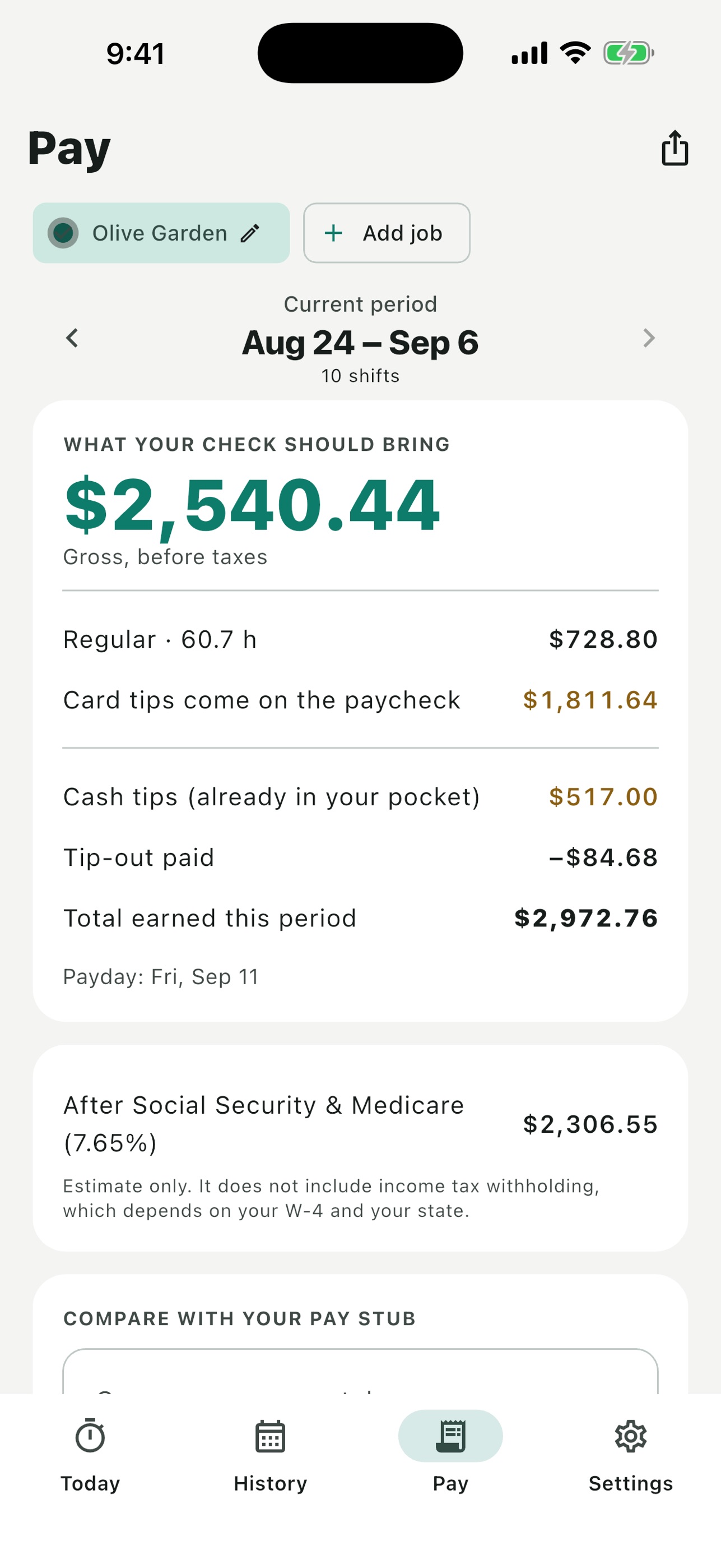 Screenshot 3 of Tipstack: Tips & Hours Tracker