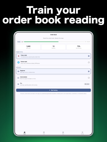 Order Book Trainer: Level 2 iPad screenshot