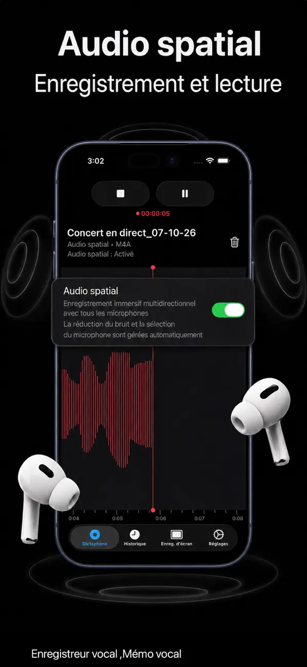 Screenshot #1 pour Enregistreur vocal ,Mémo vocal