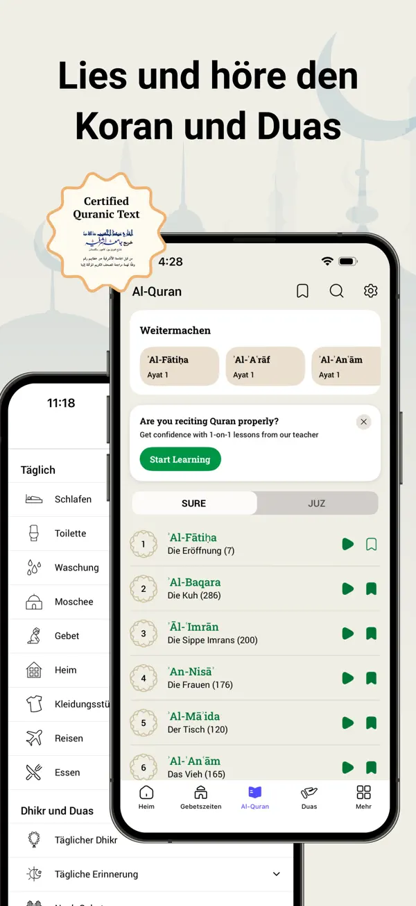 Athan: Ramadan 2026 in Deutsch iPhone App Screenshot 7 – Nachschlagewerke