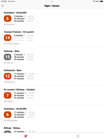 Ottawa Transit (OC Transpo) iPad screenshot