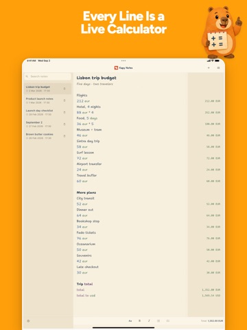 Kapy Notes - Memo & Calculator iPad screenshot