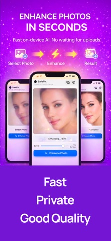SafePix: AI Photo Enhancer iPhone screenshot