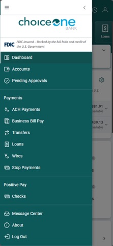 ChoiceOne Treasury Management screenshot