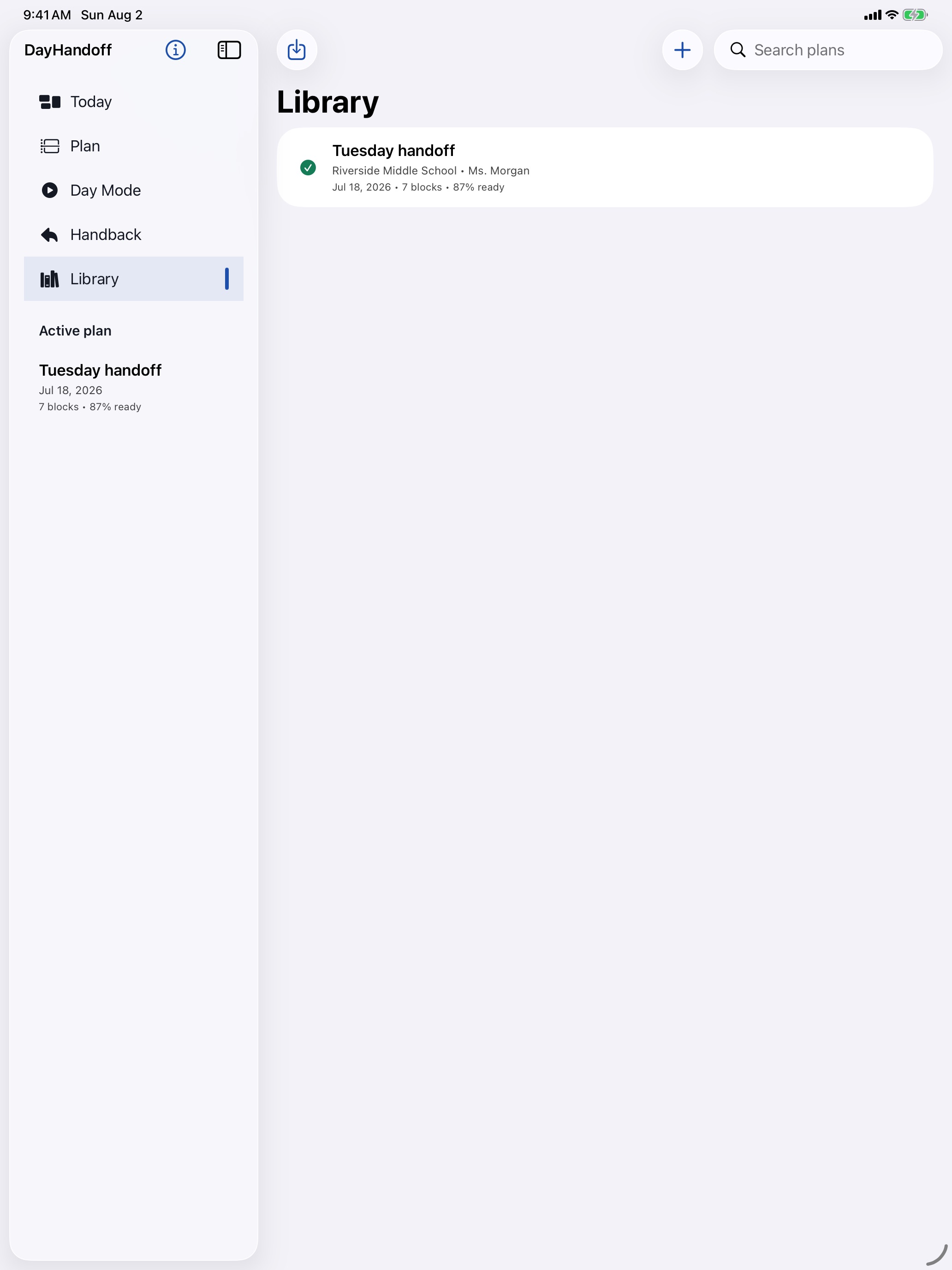 DayHandoff: Sub Plans iPad screenshot 5 of 5
