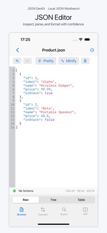 JSON DevKit Editor iPhone screenshot 1