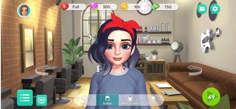 Project Makeover - Discover the comprehensive avatar customization interface, offering dedicated sections for hair salon treatments and wardrobe selections, enabling players to craft unique and fashionable looks.