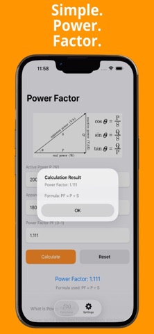 The Power Factor Calc iPhone screenshot