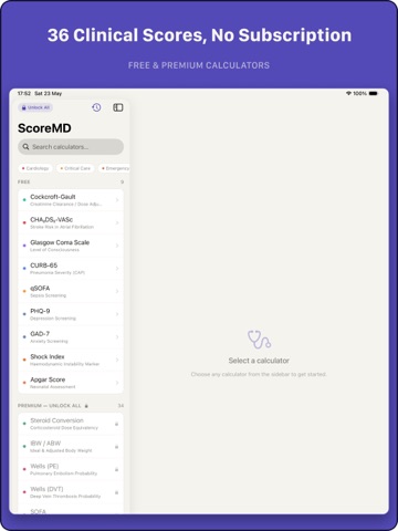 ScoreMD: Clinical Calculators iPad screenshot