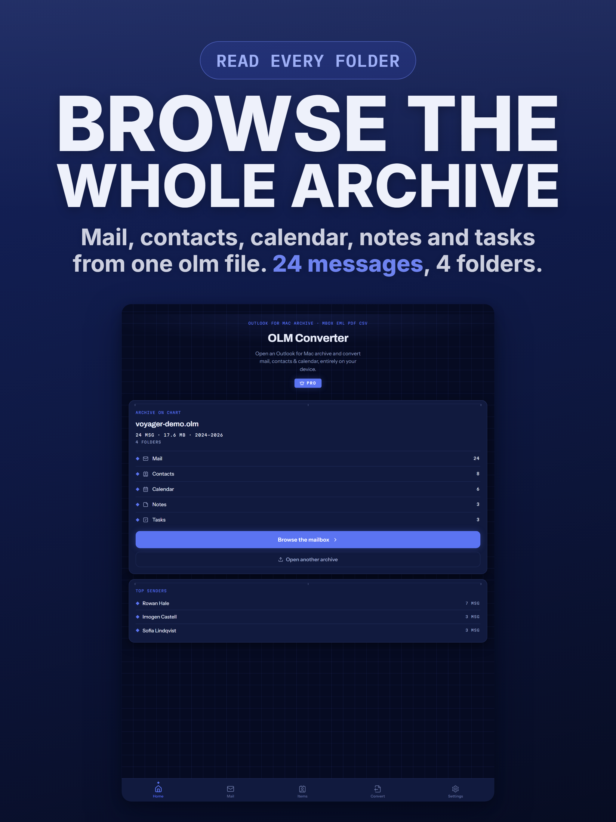 OLM Converter · Viewer, Reader