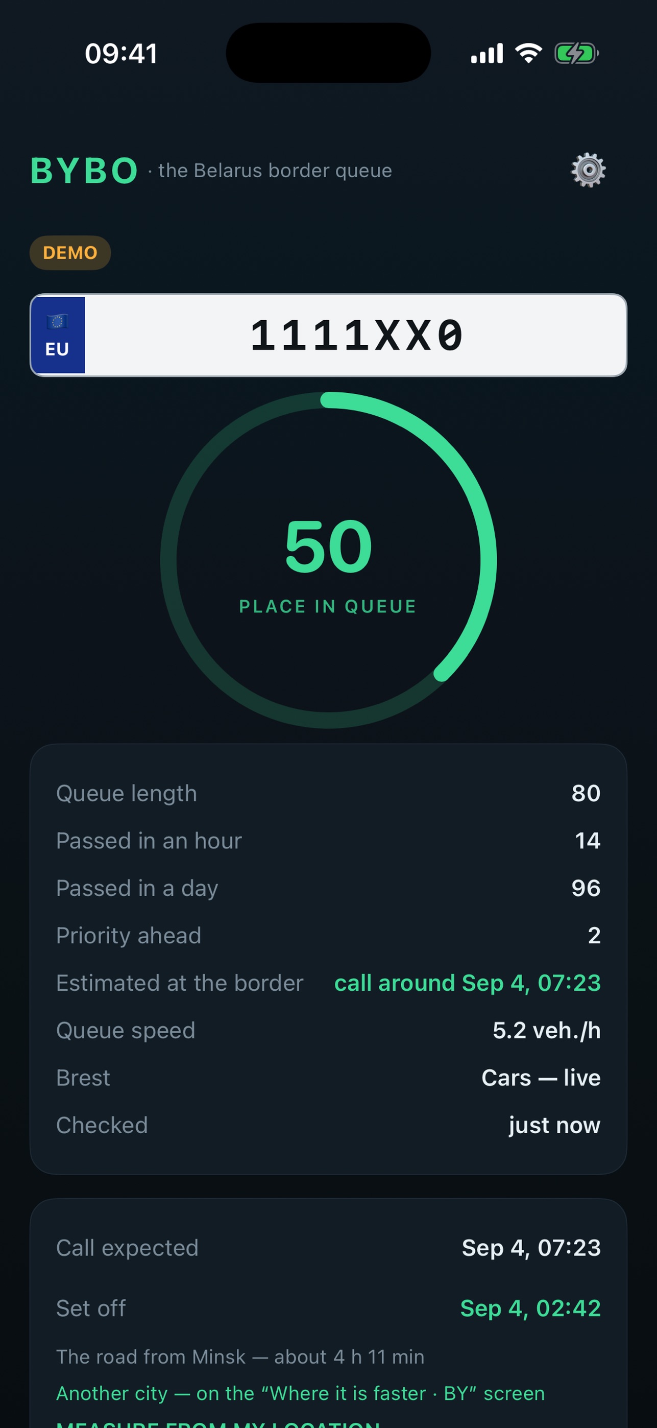 Screenshot 1 of BYBO — Belarus border queue