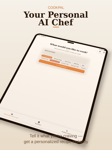 Cookpal: recipe generator iPad screenshot