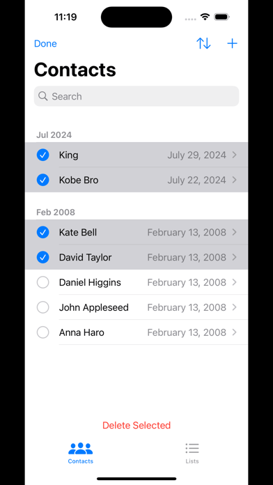 Recent contacts delete contact Screenshot