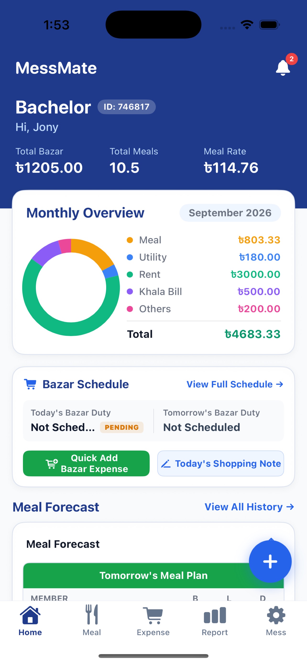 Screenshot 1 of MessMate - The Mess Manager