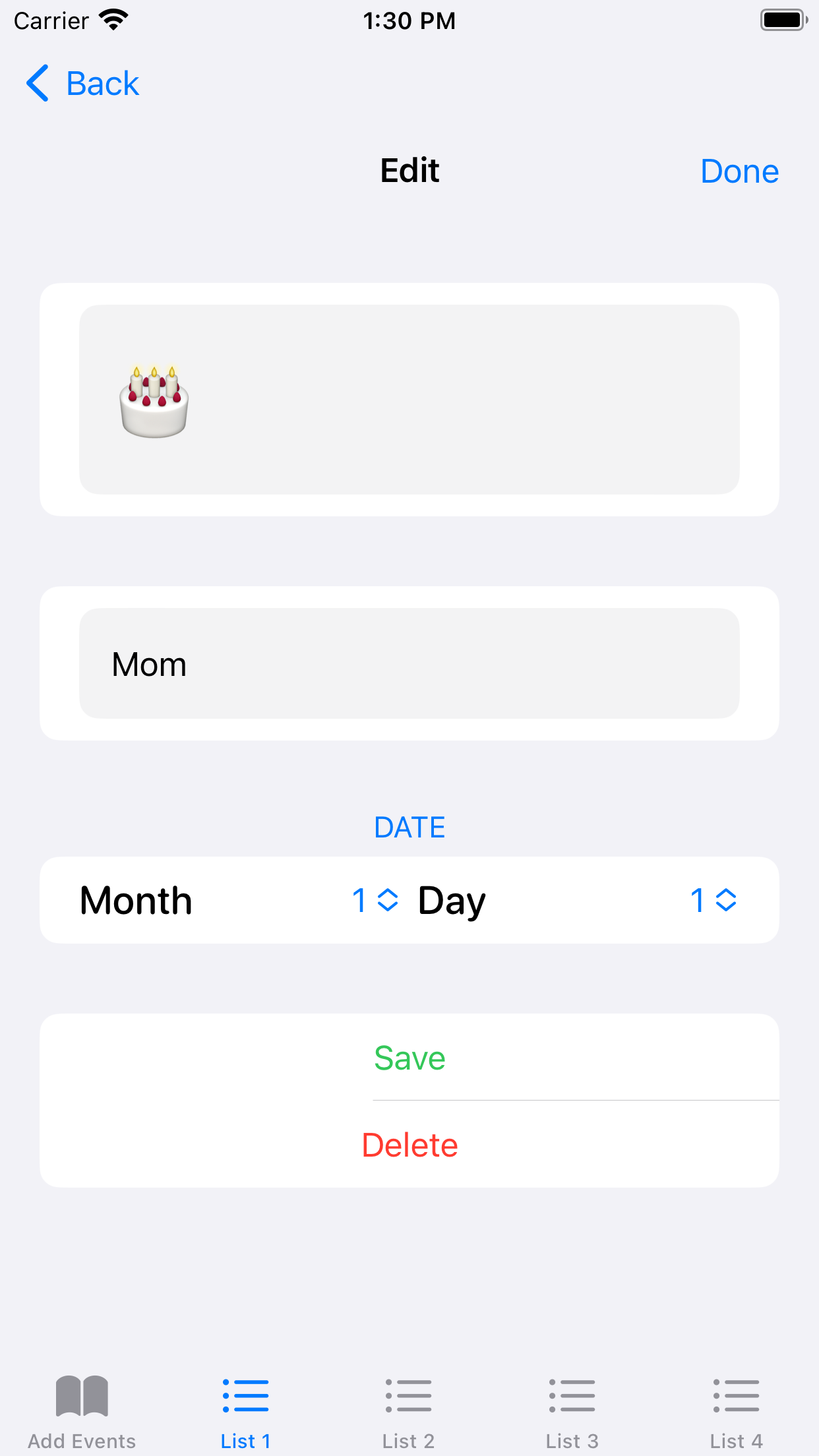 Calendar Labels