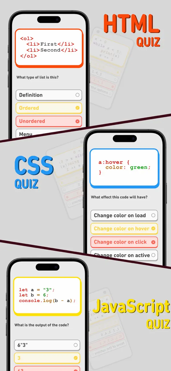 #1. Html Css JavaScript Quiz (iOS) 由: Shameel Abid