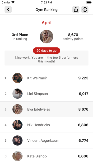 Vitalis Fitness App Screenshot