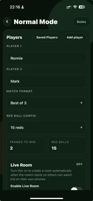 CueCraft Snooker Scoreboard screenshot 3